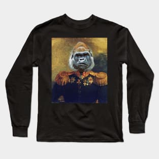 Gorilla Retro Military Portrait Long Sleeve T-Shirt